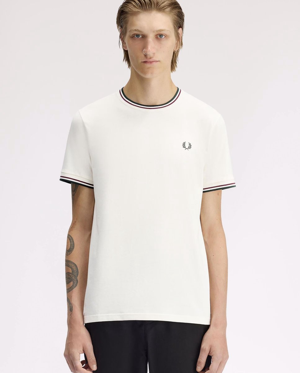 Fred Perry Poloshirt Twin Tipped gebroken Wit
