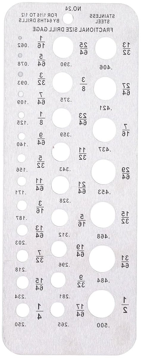 Precisie Boorgat Gauge 1/16-1/2 Inch in RVS voor Nauwkeurige Metingen van Draaddiameter en Bouten