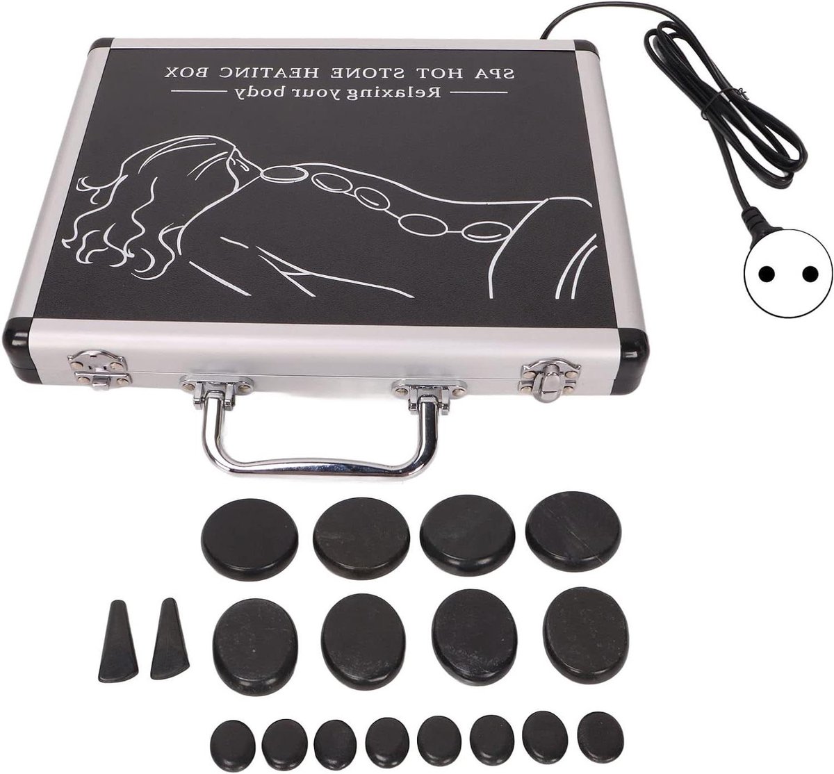 Massage Stenen Set - Verwarmbare Stenen - Spierontspanning Thuis - Inclusief Verwarmer - 16 Delig