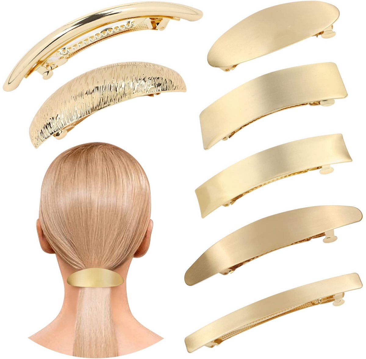Cosensi - Franse Haarspeld - Elegante Haaraccessoires - Goudkleurig - Snap Barrettes - Voor Vrouwen en Meisjes - Set van 7