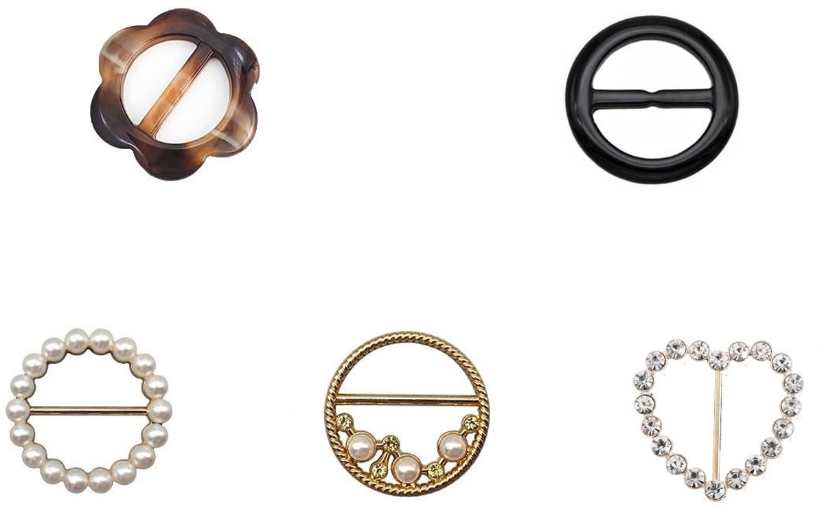 Cosensi - Scarf Buckle Rings - 5-delige set - Verstelbare kledingclips - Modern - Handig voor elke outfit - Geschikt voor vrouwen en meisjes - Meta...