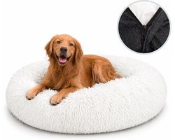 Behave Hondenmand Deluxe - Maat S - 50 cm - Hondenkussen - Hondenbed - Donutmand - Wasbaar - Fluffy - Donut - Wit