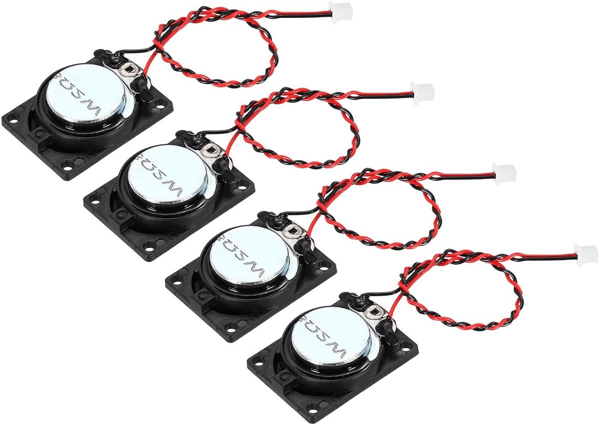 QUARKZMAN 4 stuks 2 W 8 ohm kleine luidsprekers, metalen behuizing, vierkante magnetische luidspreker binnen met 120 mm terminaldraad voor luidspreker, mini, dvd, EVD, multimedia, mobiel, draagbaar