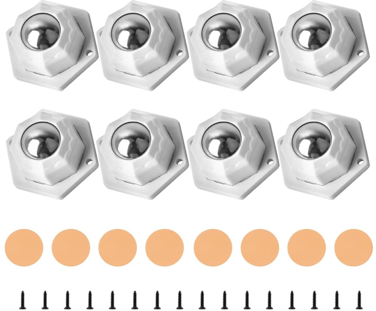 Zelfklevende Zwenkwielen - Kogelwielen Meubels - Meubels Verplaatsen - 360 Graden Zwenkbereik - 8 stuks - Zilver