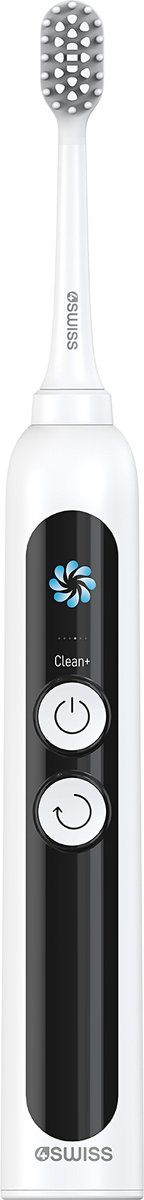 4SWISS ST216 Electrosonic - Hybride Tandenborstel - 2000mAh LCD - 12 Modi Vibratie+Rotatie IPX7 USB - Wit
