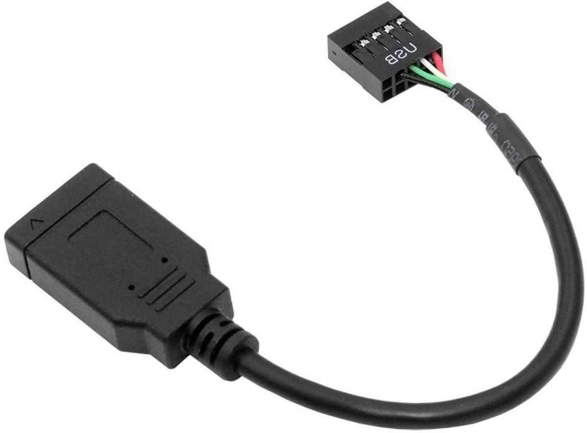 USB Verleng Kabel - Adapter Moederbord - PC Uitbreiding - Verticale Overdracht - 0.49FT - Zwart