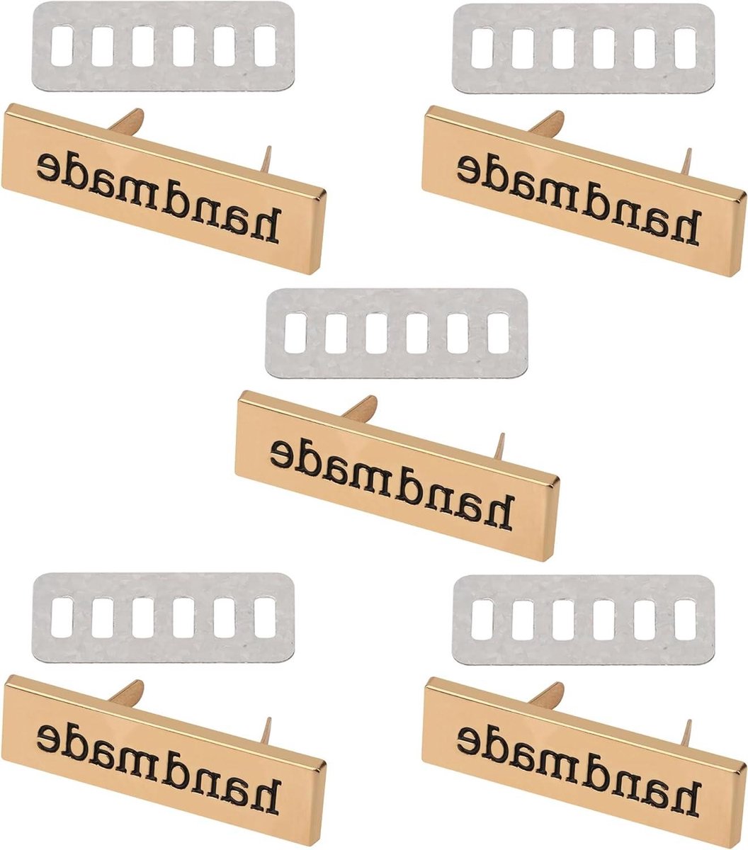 Metalen Handgemaakte Labels - Gegraveerde Tags - Product Personalisatie - Gladde Randen - 3.6cm x 1cm - Goud