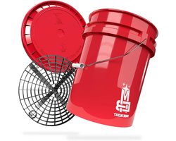 Autowas Emmer - Wasemmer Set - Auto Grondig Wassen - Met Grit Guard Inzetstuk - 20 Liter - Rood Zwart