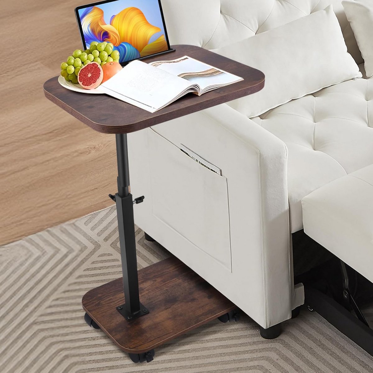 Laptoptafel op Wielen - Bijzettafel - Bedbureau - Werk meubel
