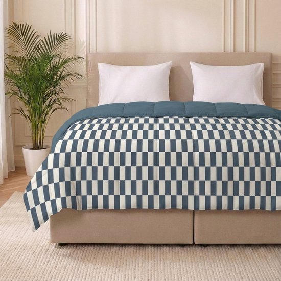 Dekbed-Discounter - Fresh and Co Dekbed Zonder Overtrek 240 x 200 cm - Wasbaar dekbed - Wasbaar op 40 graden - All season dekbed - Pastel Rectangles