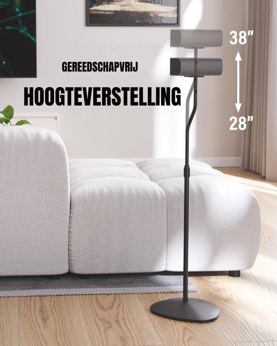 REN® Luidspreker Standaard - Standaard - Luidsprekerstandaard - Zwart - 97cm x 20cm x 97cm van ren — afbeelding 2