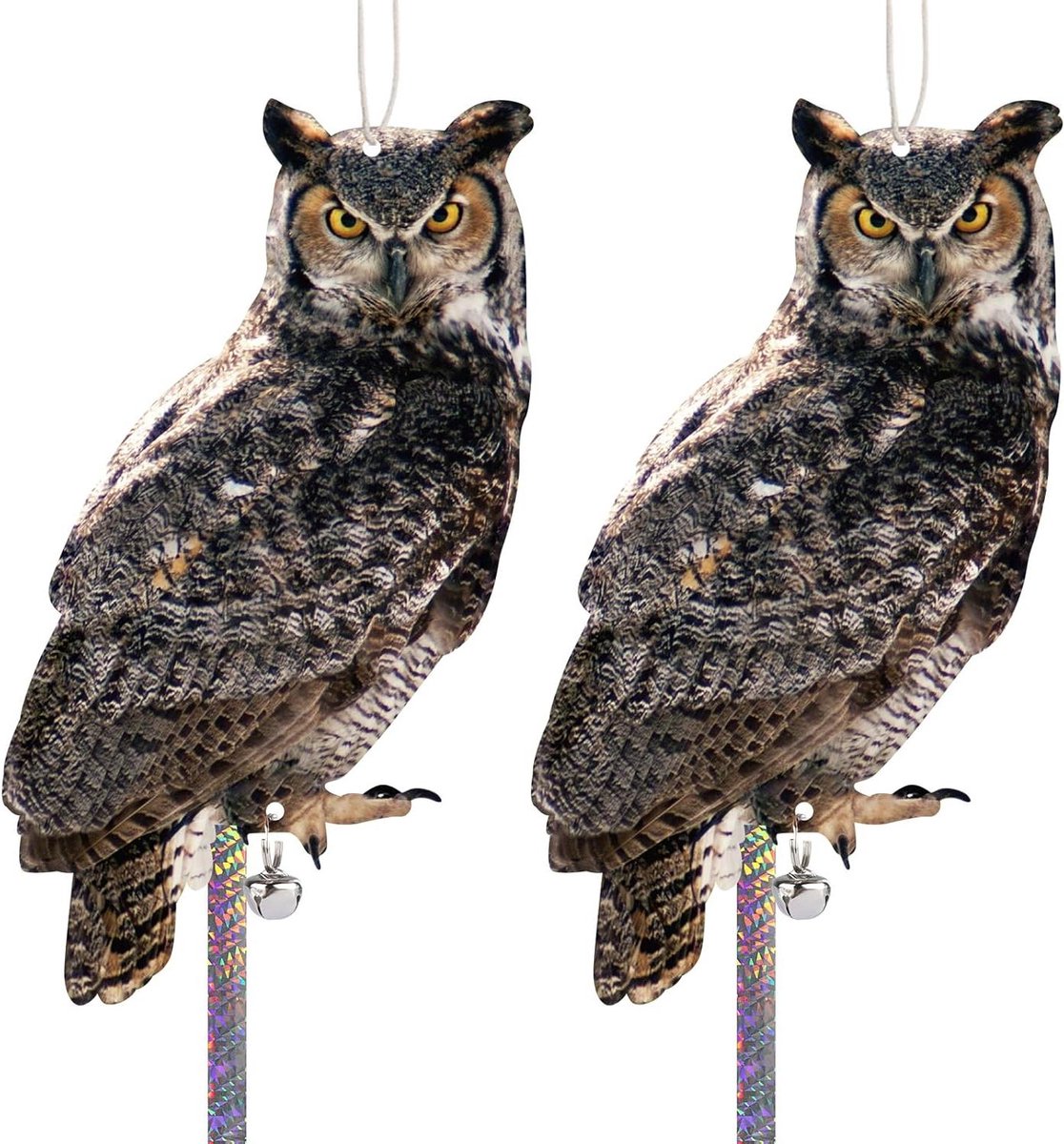 Vogelverschrikker Uil - Vogels Verjager - Balkon Beveiligen - Niet Schadelijk - 2 stuks - Grijs