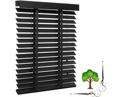 Houten Jaloezieën - Hout Luxaflex - Raamdecoratie - Natuurlijk Lindehout - 60x180cm - Zwart