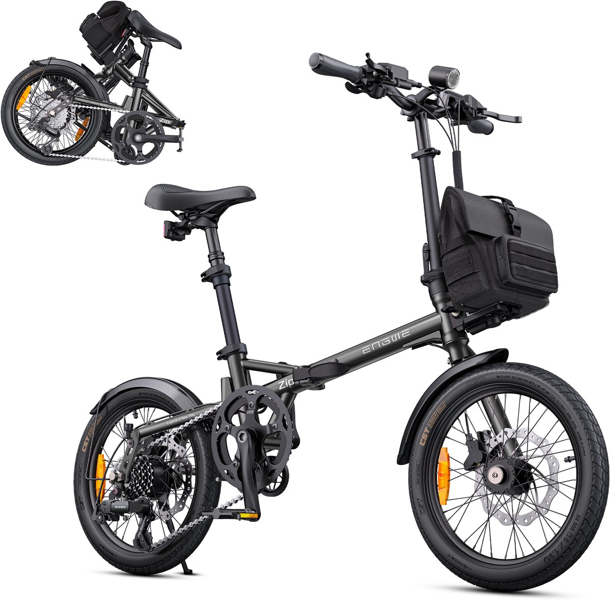 ENGWE ZIP Opvouwbare Elektrische Fiets 16 Inch – 250W Motor – 36V 10Ah Uitneembare Batterij – 25 km/u – Powerbank Functie – Inclusief Fietstas – Compacte Stads E-Bike, Zwart