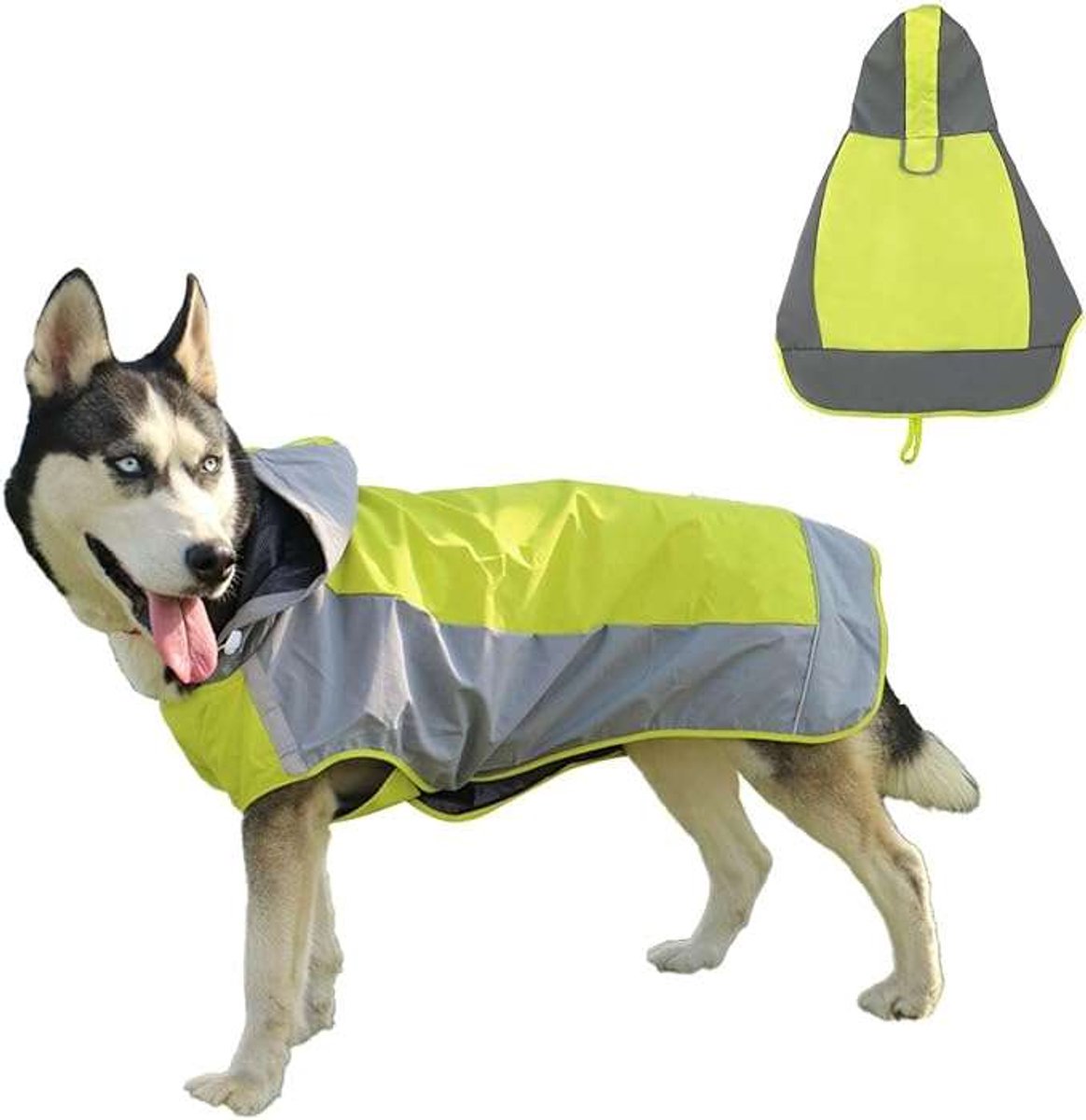 CE - Regenjas voor Hond - Maat L - Kaptur - Reflecterende Stroken