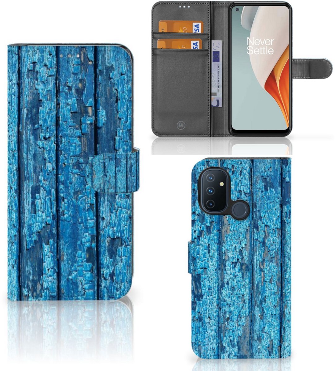 OnePlus Nord N100 Book Style Case Wood Blue