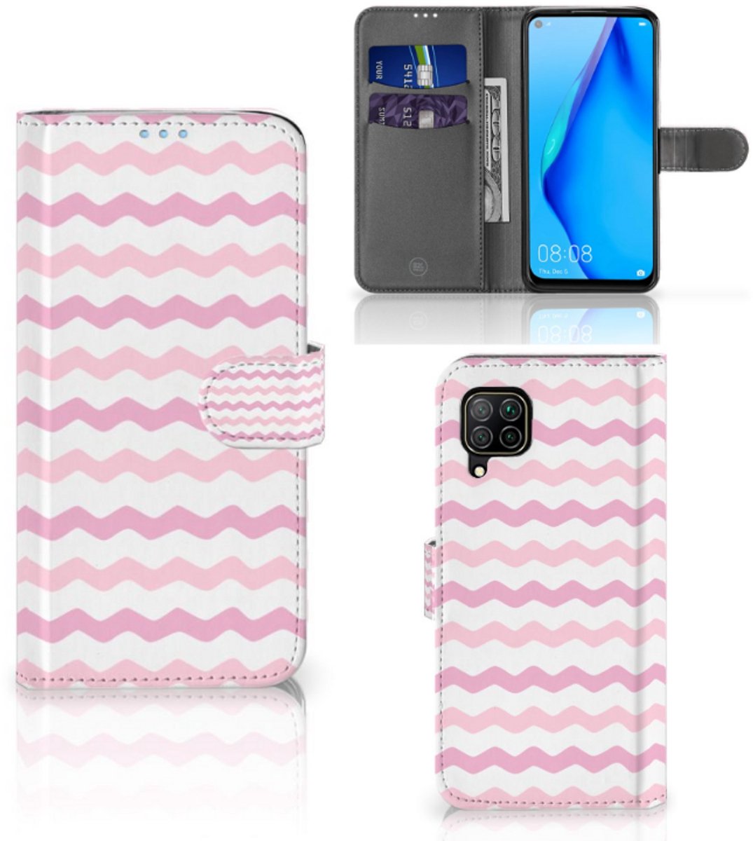Huawei P40 Lite Telefoon Hoesje Waves Roze