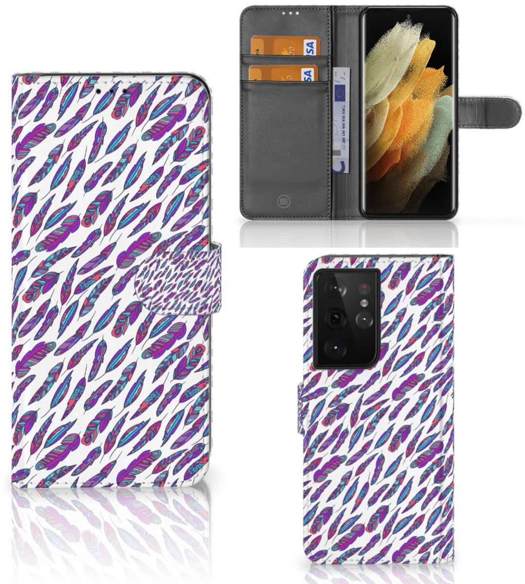 Samsung Galaxy S21 Ultra Telefoon Hoesje Feathers Color