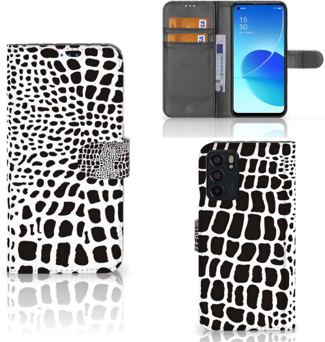 OPPO Reno6 5G Telefoonhoesje met Pasjes Slangenprint