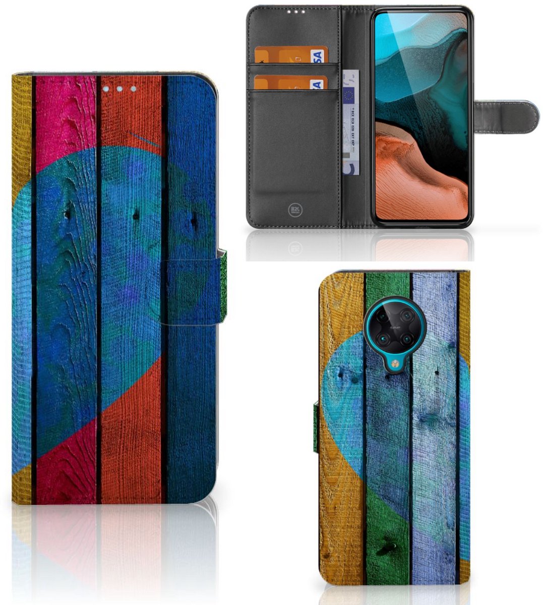 Xiaomi Poco F2 Pro Book Style Case Wood Heart - Cadeau voor je Vriend