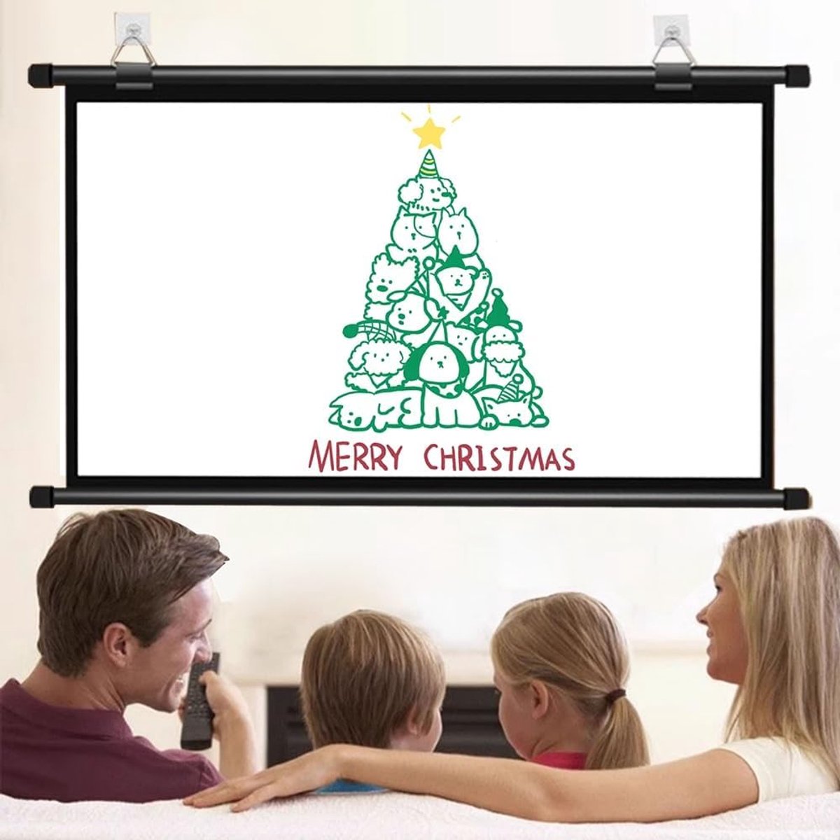 Projectorscherm Handmatig - Filmscherm Oprolbaar - Thuisbioscoop Presentatie - Snel Neerklapbaar - 30 Inch 4:3 - Wit