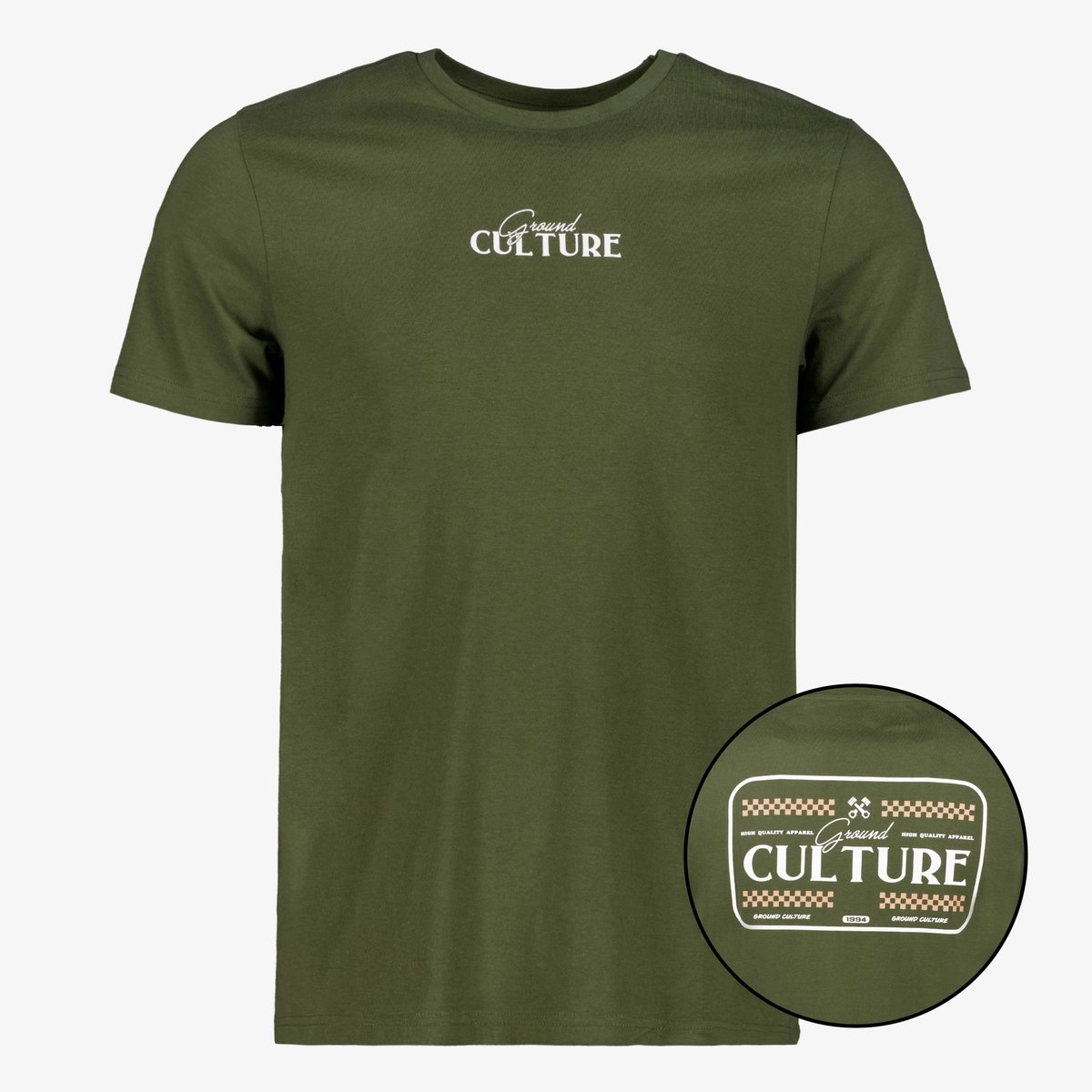 Unsigned heren T-shirt met backprint groen - Maat XXL