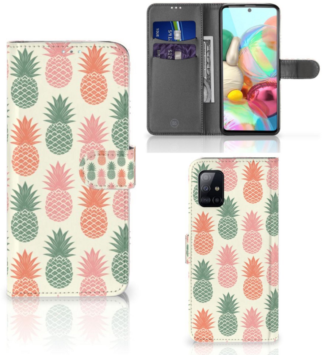 Book Case voor Samsung Galaxy A71 Book Cover Ananas