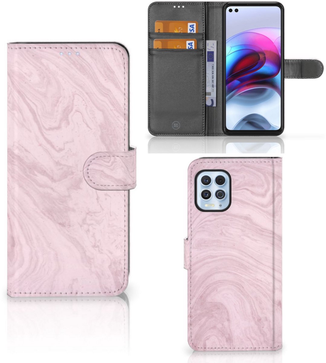 Motorola Moto G100 Bookcase Marble Pink - Origineel Cadeau Vriendin