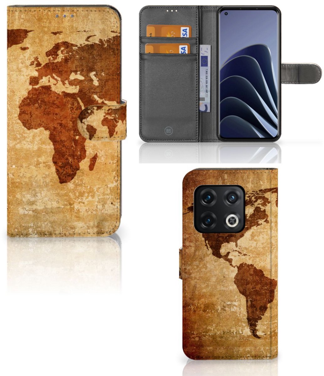 Book Case voor OnePlus 10 Pro Flip Cover Wereldkaart