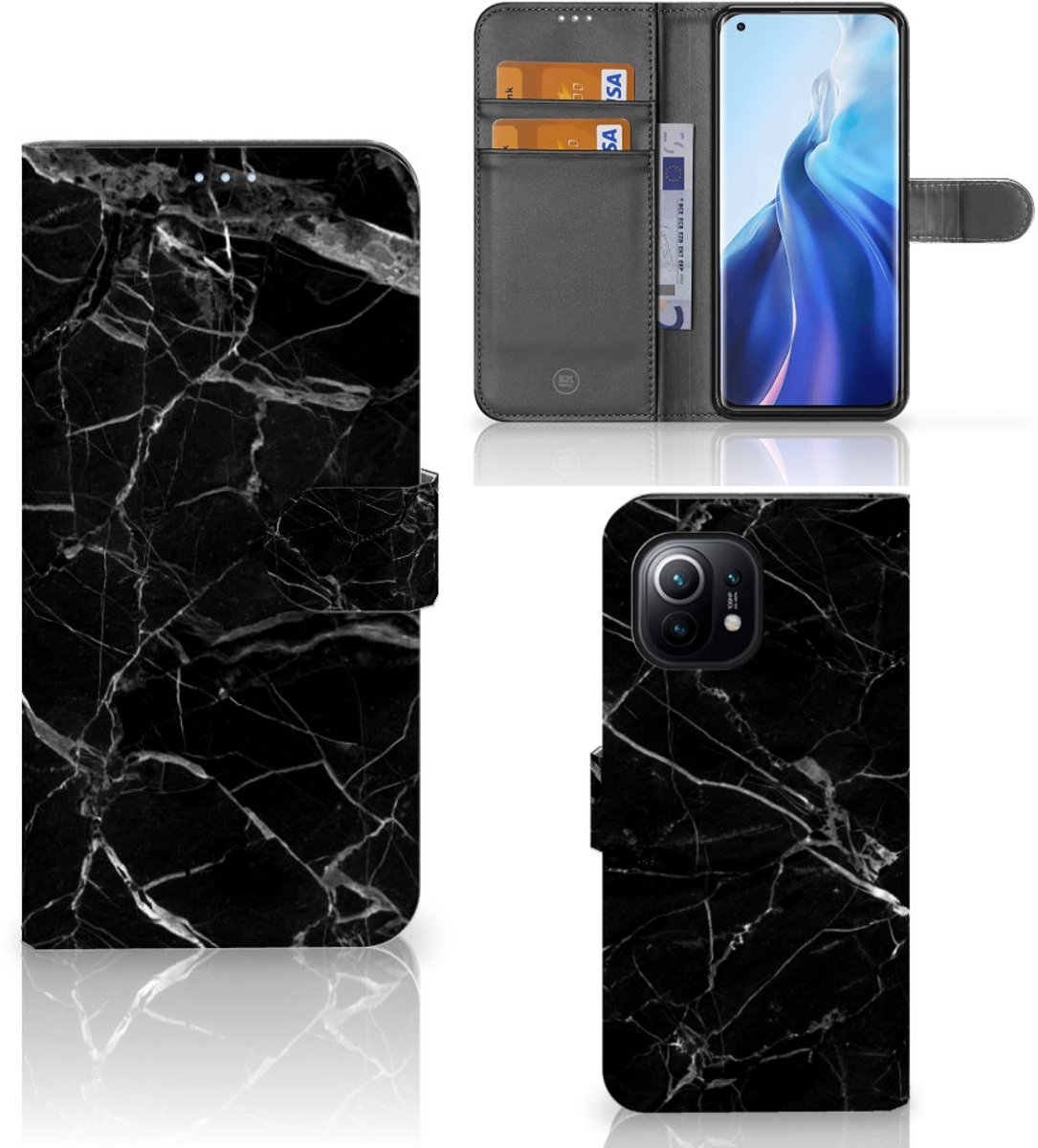 Xiaomi Mi 11 Bookcase Marmer Zwart - Origineel Cadeau Vader