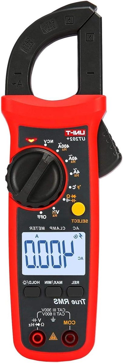 Digitale Tangmeter - Stroomtang Ampèremeter - Elektrische Metingen Uitvoeren - True RMS Meting - 400A Wisselstroom - Zwart/Rood