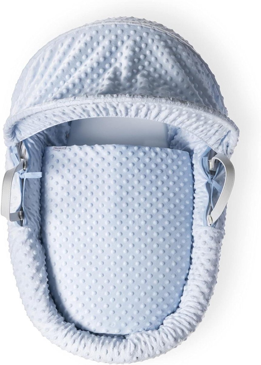 Moses Mand Beddengoedset - Dressing Wieg - Baby Slaapruimte Creëren - Zachte Pluche Stof - Moses Mand Maat - Blauw