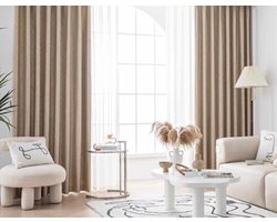Beydodo Paneelgordijnen 54 inch lang, woonkamer gordijnen 2 panel sets effen kleur geometrische jacquard, verduisterende gordijnen polyester doorvoertule 40 x 54 inch