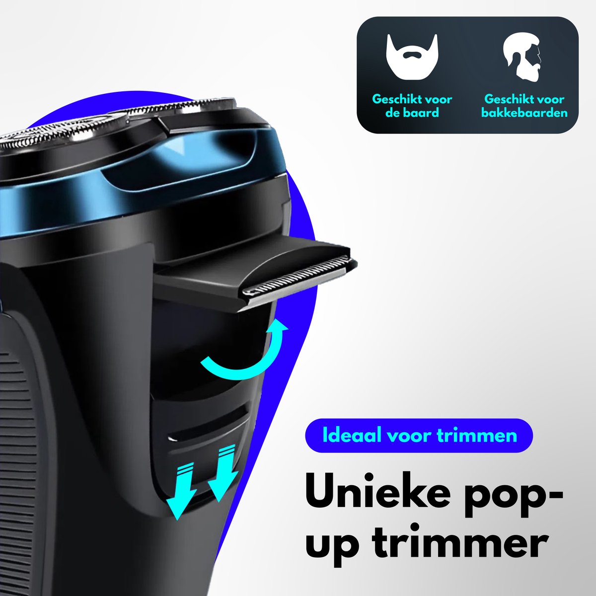 Humery Elektrisch Scheerapparaat IPX7 Waterdicht met Pop-up Trimmer - afbeelding 2