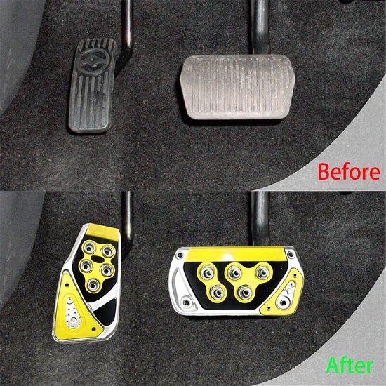CGEAMDY 2 stuks auto pedaal pad afdekking, anti-slip automatische transmissierem gaspedaal, universele pedaalsteunafdekking, auto gaspedaal remkussen pedaal (geel) — afbeelding 2
