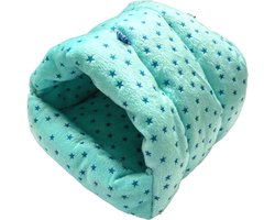 WOWOWMEOW Cavia grot bed kleine dieren warme kooi opknoping bed voor rat, chinchilla, egel, konijn (M, ster-blauw)