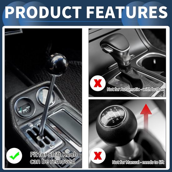 Auto Shift Knop, 10cm Universeel voor Automatische en Handmatige Voertuig Versnellingspook Knop met 2 Adapter Acryl Helder Blauw, 1 Set — afbeelding 5