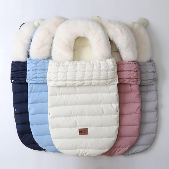 JUMUAO Babyvoetenzak voor baby's, wintervoetenzak voor kinderwagen, babyzitje met ritssluiting, wintervoetenzak, weerbestendig, waterdicht en machinewasbaar, geschikt voor alle kinderwagens (wit) — afbeelding 2
