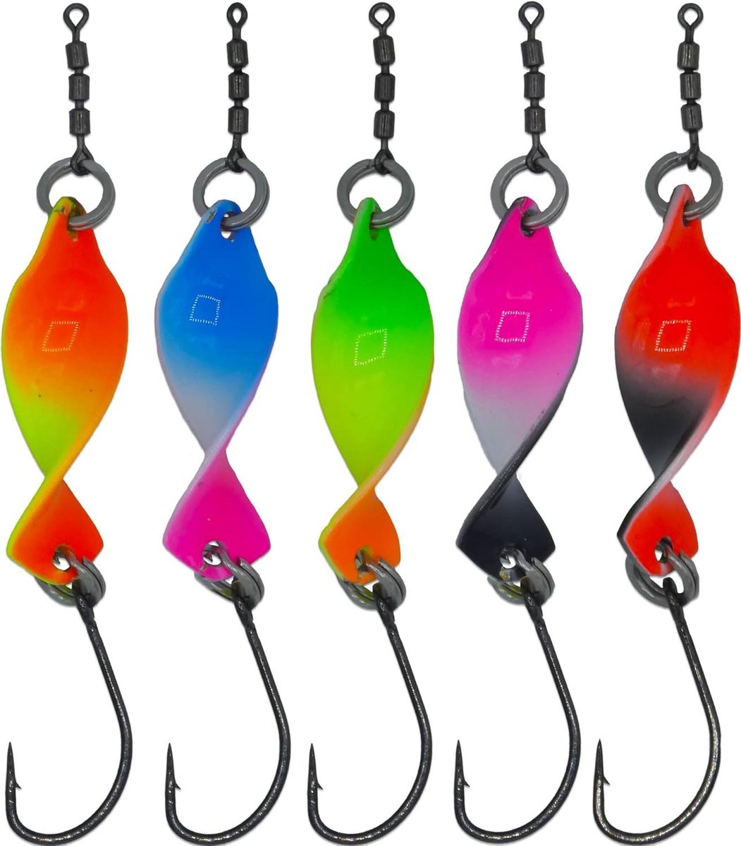 5X Twister Spoons 2,5 g | Lepel voor Forel Forellen Lepel Set Forellenaas Set voor Forellen Vissen Forellenaas - Lepels Forel
