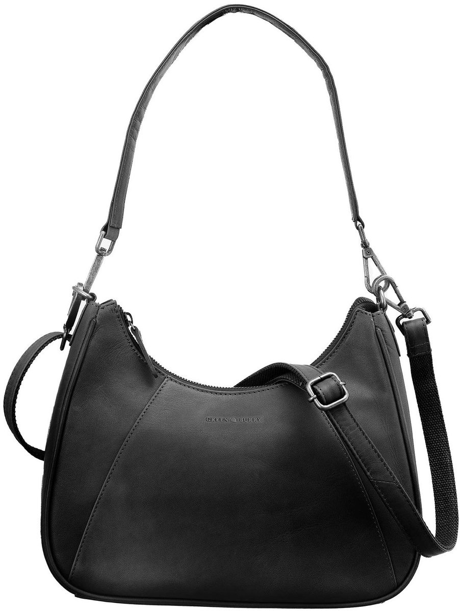 GREENBURRY Leren schoudertas Fiorentina Hobobag Black zwart