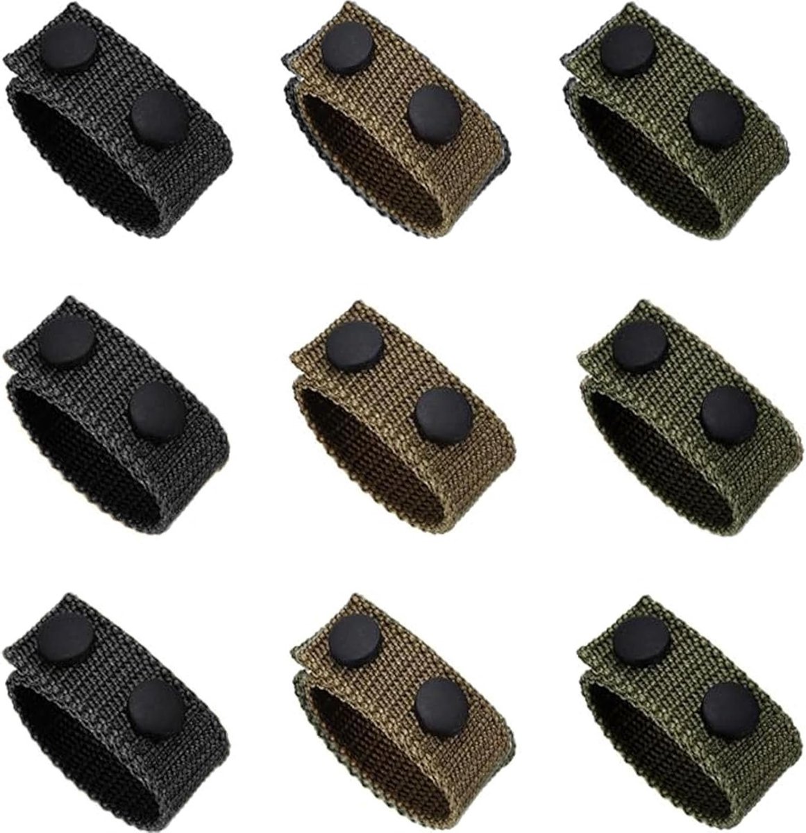 Dubbele drukgespsluiting met riemlus - 9 stuks nylon riemhouder voor outdoorsporten, kamperen en wandelen