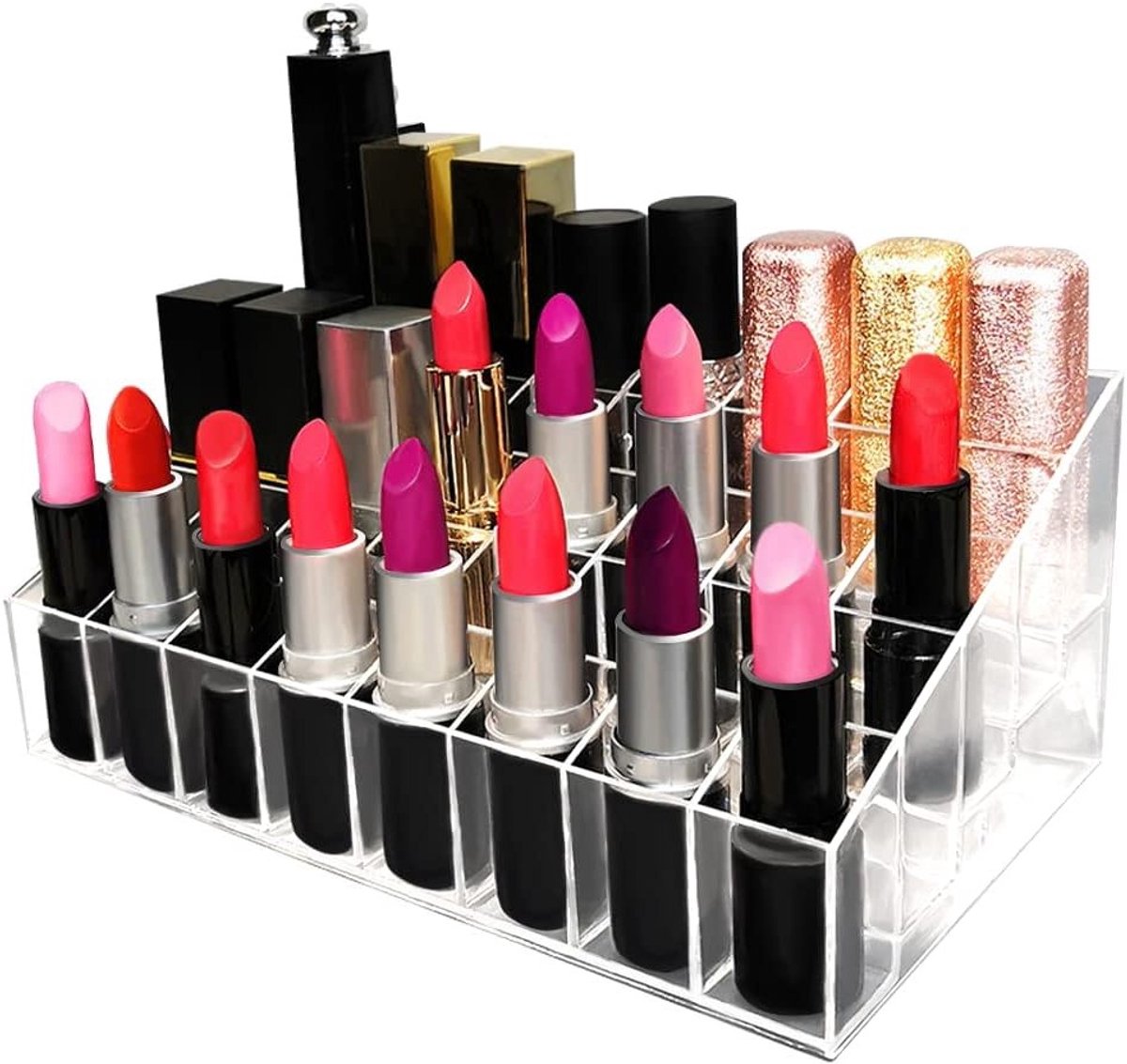 Lipstick Organizer en Houder voor Cosmetica - Transparante Stand met 40 Plaatsen voor Make-up Accessoires