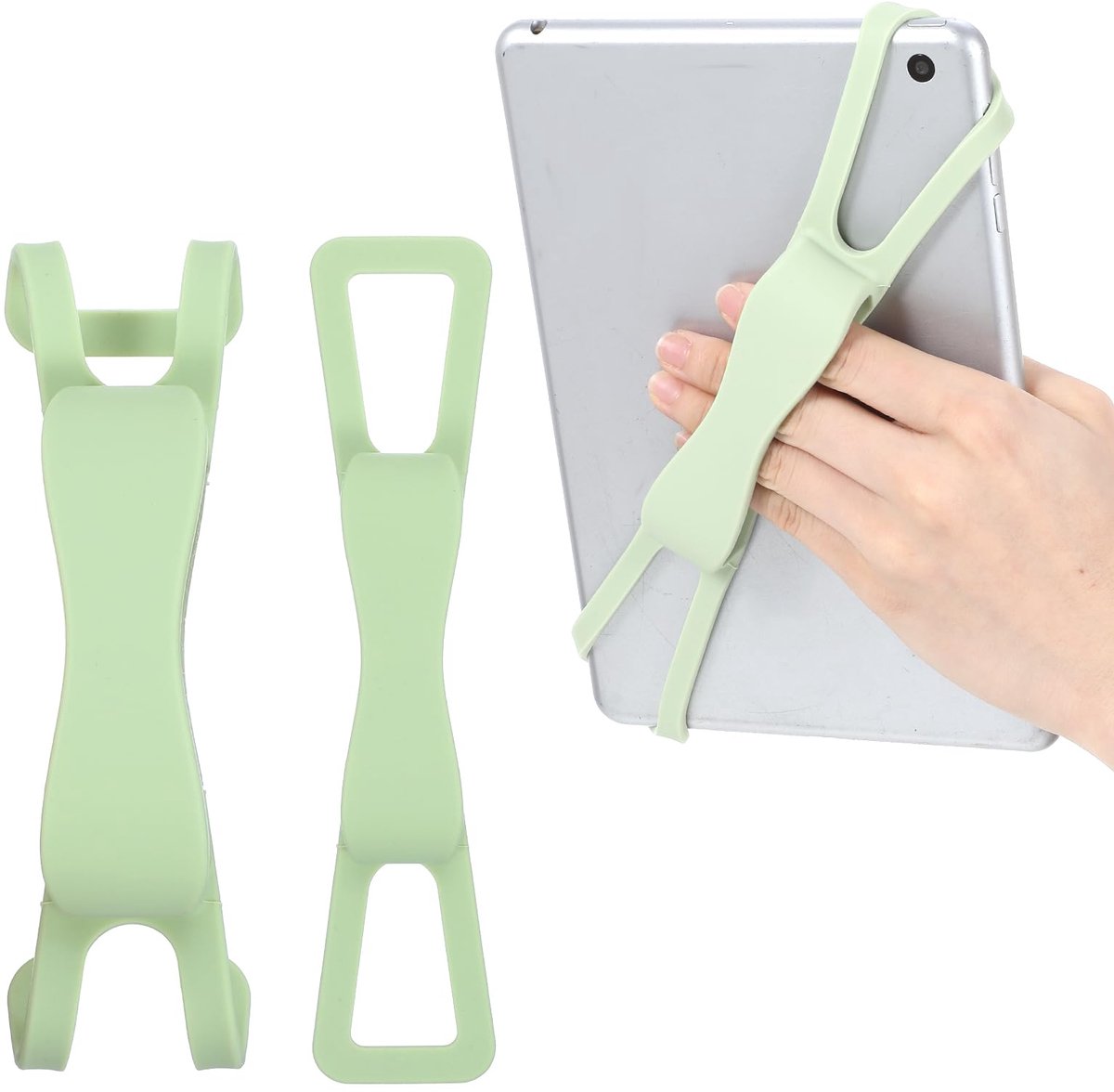 carmdering - Green Comfortable Hand Strap Voor Tablets - Tablet Grip Houder - Handheld Accessoire - Eénhandig Bedienen - Antislip Ontwerp - Silicone - Lichtgewicht En Draagbaar - Ideaal Voor Lezen In Bed - 1 Stuks