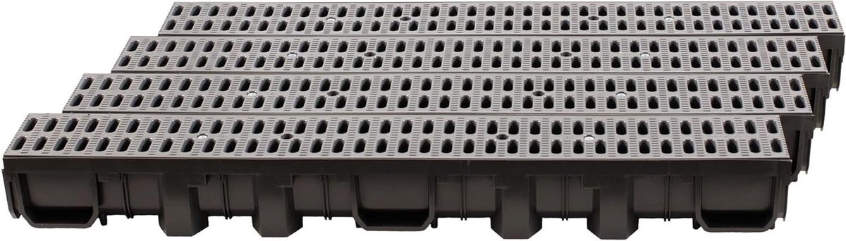 Drainagegoot Complete Set - Vloergoot Regenwaterafvoer - Overtollig Water Afvoeren - Lichtgewicht Robuust Ontwerp - 4 meter - Grijs