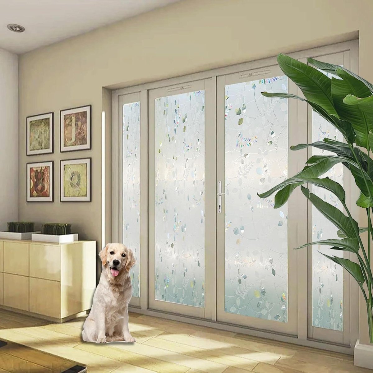 Raamfolie Inkijkbescherming - Zichtbescherming Glasfolie - Privacy Creëren - Lijmvrij Statisch - 65 x 290 cm - Bladeren
