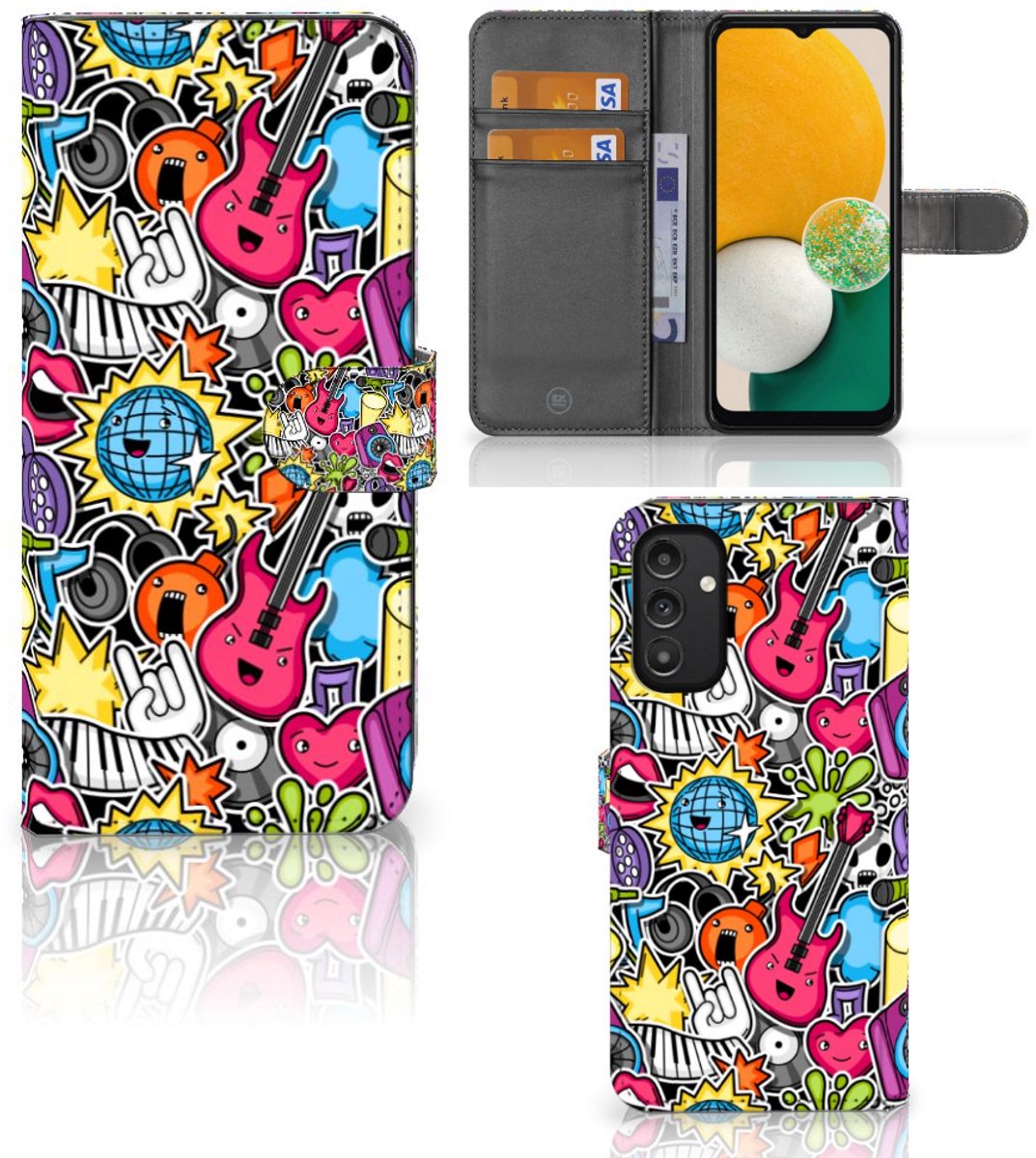 Book Case voor Samsung Galaxy A14 4G Wallet Case met Pasjes Punk Rock