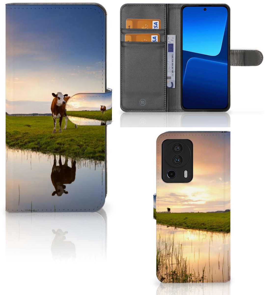 Book Case voor Xiaomi 13 Lite Telefoonhoesje met Pasjes Koe