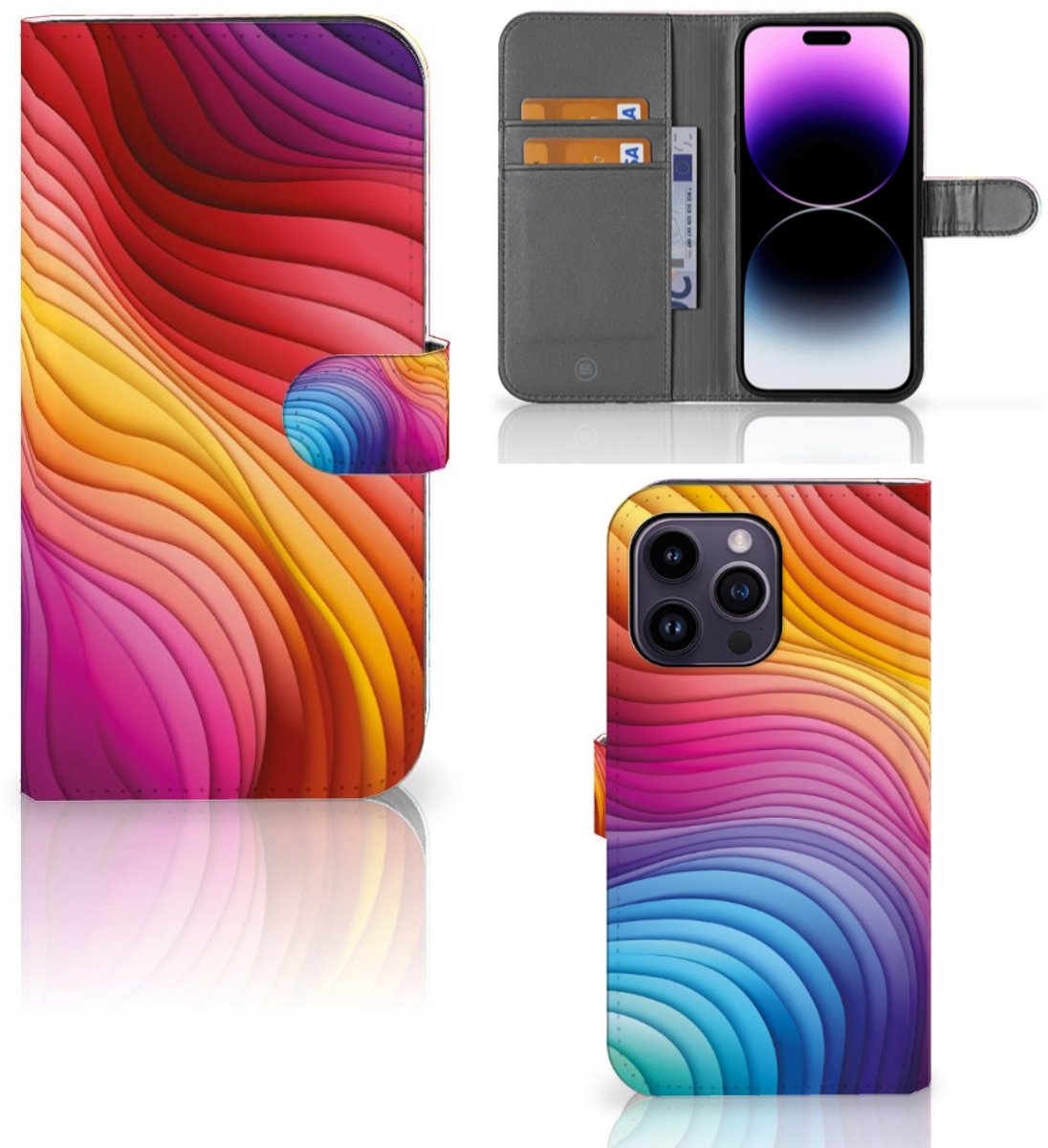 Book Case voor iPhone 15 Pro Max Regenboog