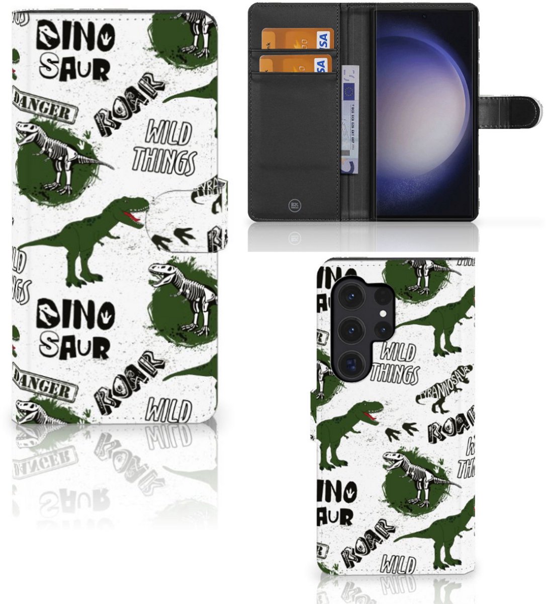 Telefoonhoesje met Pasjes voor Samsung Galaxy S24 Ultra Dinosaurus