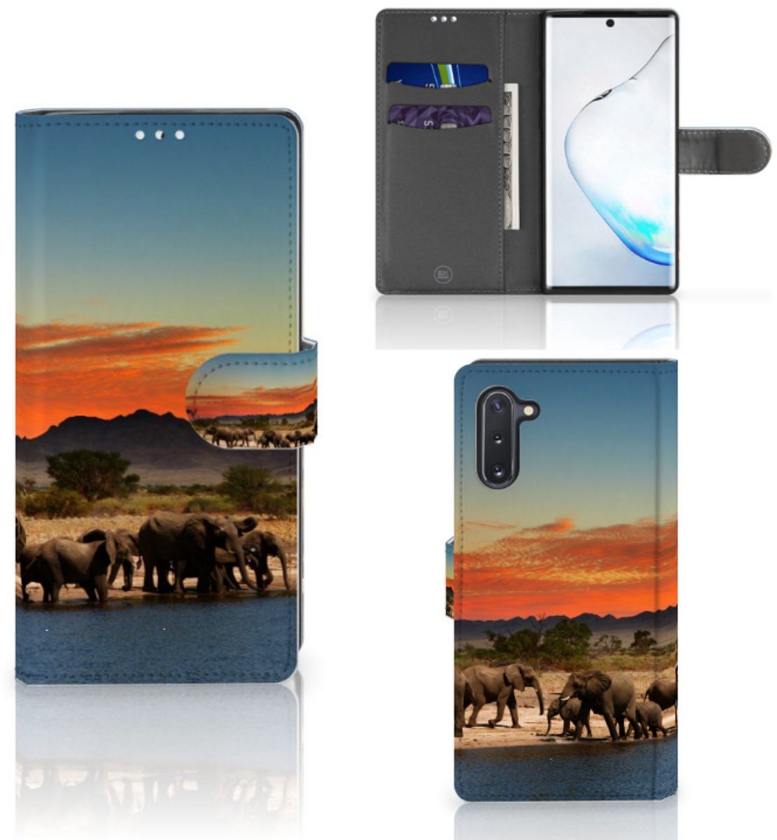 Samsung Galaxy Note 10 Telefoonhoesje met Pasjes Olifanten